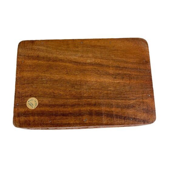 Vintage Wood Trinket Box Hand Carved Inlay Jewelry Box Storage - Picture 9 of 9